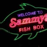 Sammy's neon sign at night